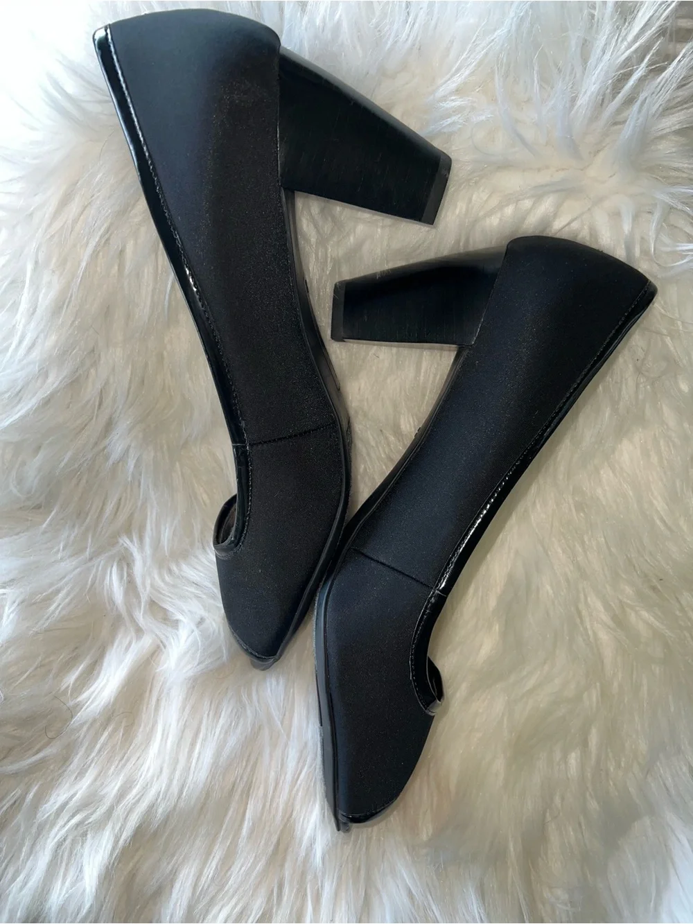 Naturalizer Black Open-Toe Heels with Button Accent